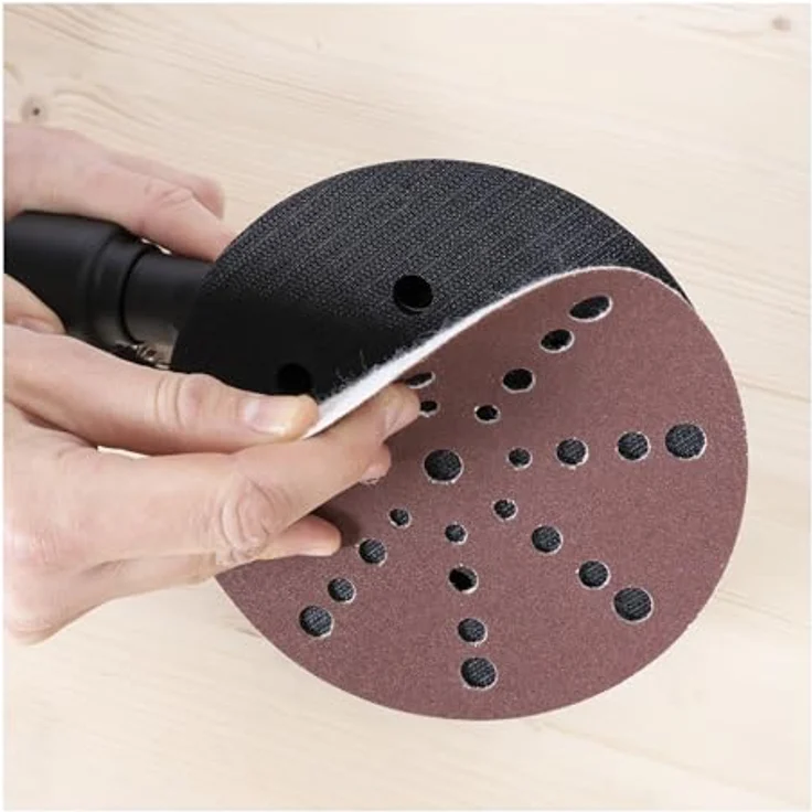 STIER Schleifscheiben Holz D150 / P120 / 16-Loch / 25 Stk., Exzenterschleifpapier, 150mm, made in Germany, 25 Stk. – Bild 5