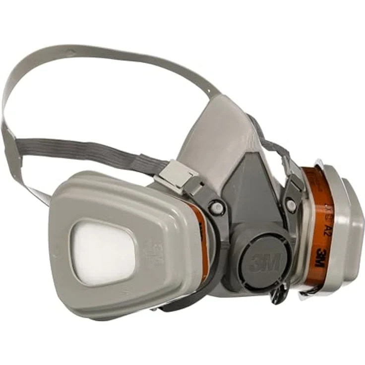3M Mehrweg-Halbmaske 6002C - Halbmaske mit Wechselfiltern gegen organische Gase, Dämpfe und Partikel - Für Farbspritz- und Maschinenschleifarbeiten – Bild 4