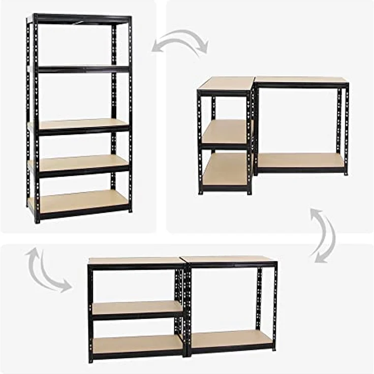 Proregal Schwerlastregal Mega Deal Tiger, 180 x 180 x 45 cm, Traglast pro Boden 265 kg, 5 höhenverstellbare Böden, Schwarz – Bild 5