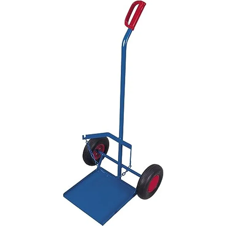 VARIOFIT Stahlflaschenkarre, 100kg Tragkraft für 11kg Propangasflasche, pulverbeschichtet RAL 5010 enzianblau, mit Vollgummibereifung