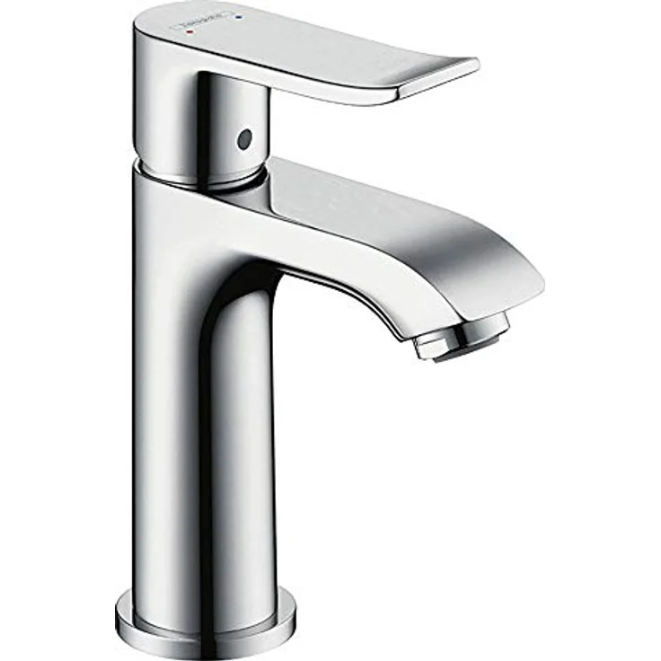 hansgrohe Metris 100 Spültischarmatur, chrom, mit Normalstrahl und Ablaufgarnitur, Durchflussmenge 5 l/min – Bild 1