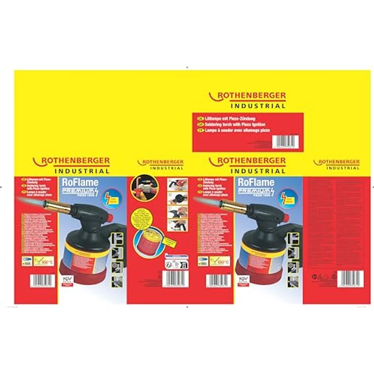 Rothenberger Industrial RoFlame Premium Lötlampe, Piezo-Zündung bis 1.800 °C, inkl. 1x C200 Kartusche, langlebiges Kunststoffgehäuse, ILL-Sicherheitssystem – Bild 2