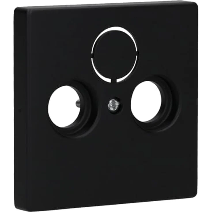 Busch-Jaeger 1743-885 Zentralscheibe für Antennensteckdosen, 3-fach Koaxanschlüsse, schwarz matt, für Plattform-63-Geräteeinsätze – Bild 1