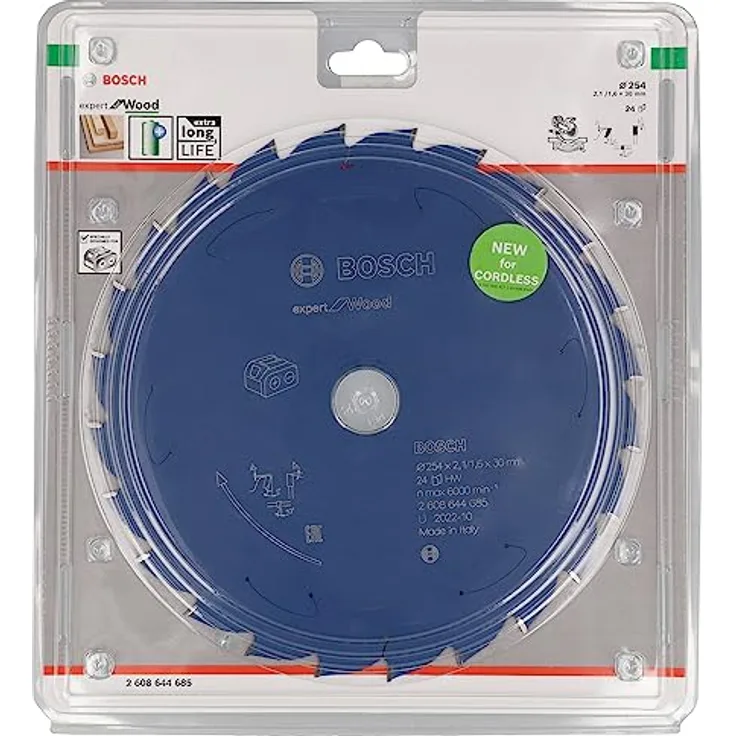 Bosch Professional 1x Kreissägeblatt Expert for Wood (für Holz, Sägeblatt Ø 254 x 2,1/1,6 x 30 mm, 24 Zähne, Zubehör Akku Kreissäge)