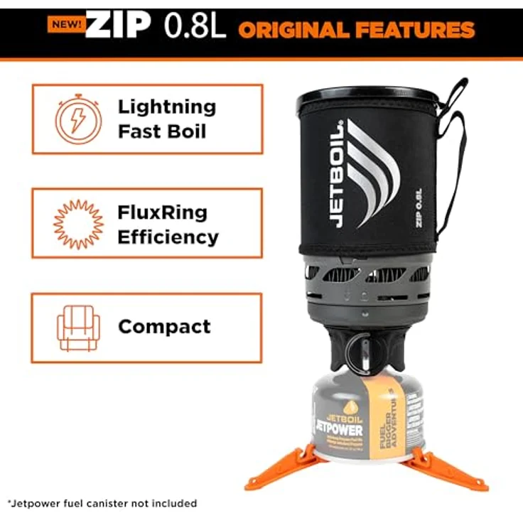 Jetboil Zip Carbon, Campingkocher mit 0,8 Litern Fassungsvermögen, FluxRing-Technologie und isolierender Hülle, leicht und kompakt, 340 g – Bild 4