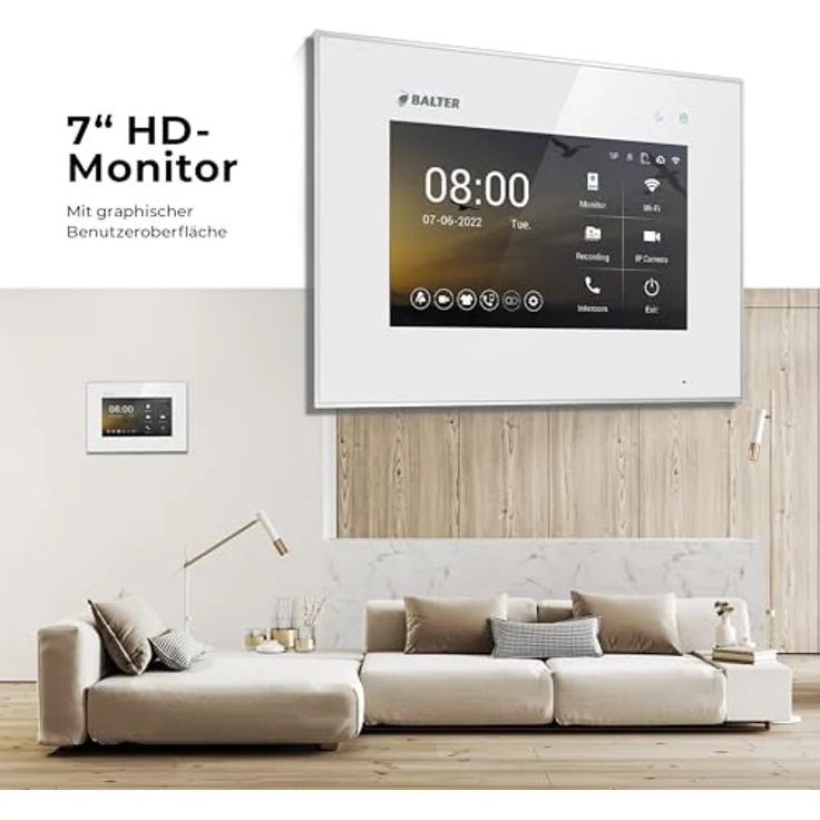Balter EVO-HD Video Türsprechanlage mit 7 Zoll Touchscreen, Full HD Kamera, 175° Weitwinkel, Smartphone App und RFID Zutrittskontrolle für Einfamilienhaus – Bild 4