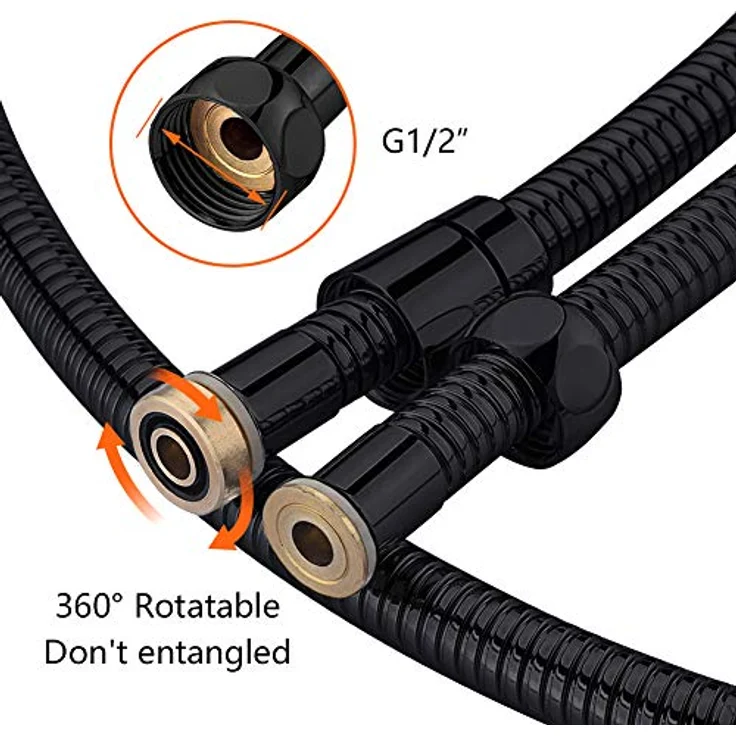 GRIFEMA G851B-18 Verdrehschutz Brauseschlauch, Duschschlauch, 1.8M, Edelstahl, Schwarz [Exklusiv bei Amazon] – Bild 3