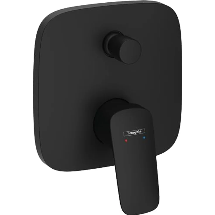 hansgrohe Logis Badewannenarmatur Unterputz für 2 Verbraucher, Mischbatterie für iBox universal, Mattschwarz, Softsquare-Design, Einhebelmischer mit Keramikmischsystem – Bild 1