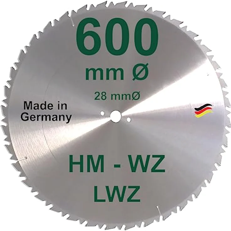HM Sägeblatt 600 x 28 mm LWZ Hartmetall Präzision Kreissägeblatt 600mm Wechselzahn mit Spanabweiser Naturholz Brennholz Hartholz Leimholz Sägen Wippsäge Tischkreissäge Kreissäge Kappsäge Brennholzsäge – Bild 1