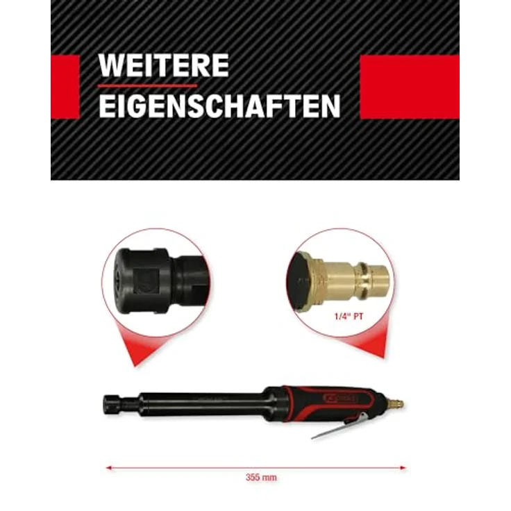 KSTOOLS Langschaft-Druckluft-Stabschleifer, 23.000 U/min, pneumatisch mit ergonomischem Design und stufenloser Geschwindigkeitsregulierung – Bild 4