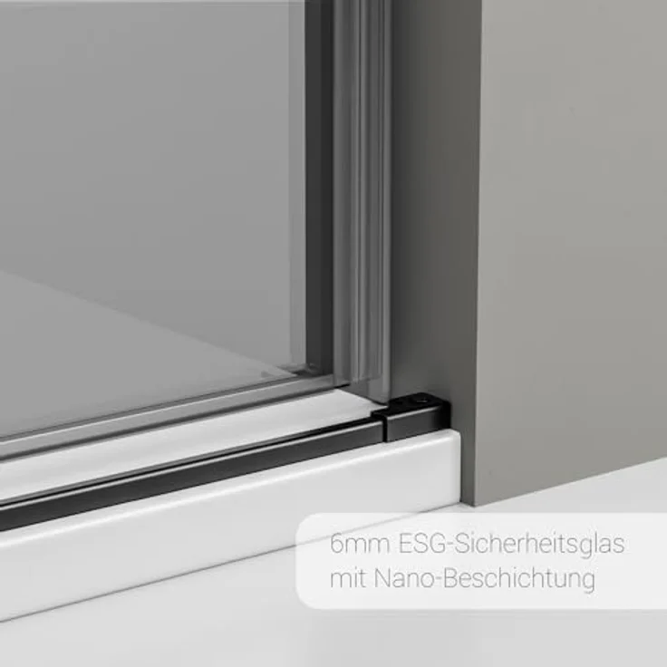 Bernstein Nischendusche NT806 FLEX, Schiebetür mit 8mm ESG-Sicherheitsglas, graues Glas, schwarz matt, 120cm – Bild 2