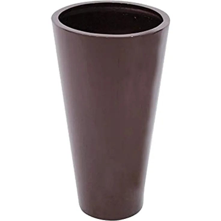 EUROPALMS Übertopf LEICHTSIN ELEGANCE-69, braun, glänzend, leichter Dekotopf aus PE Polyethylen und Aluminium, Ø 39 cm, Höhe 69 cm