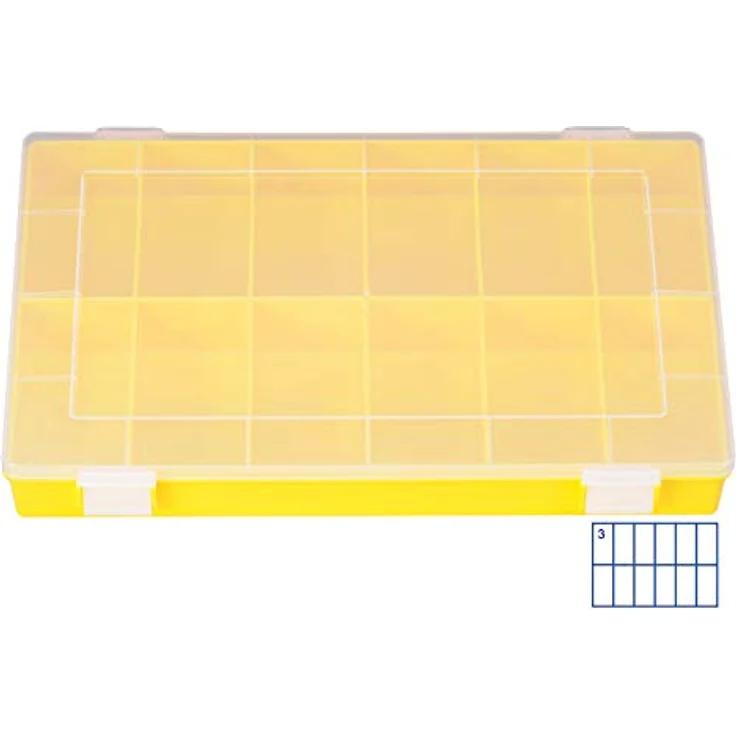 hünersdorff Sortimentskasten: stabile Sortierbox (PP) mit fester Fachaufteilung (12 Fächer), Sortierkasten-Maße: T225 x B335 x H55 mm, Made in Germany – Bild 2