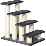 PawHut Tiertreppe Katzentreppe Hundetreppe 4 Stufen Treppe für Katze und Hunde Plüsch Grau 60 x 42 x 61 cm