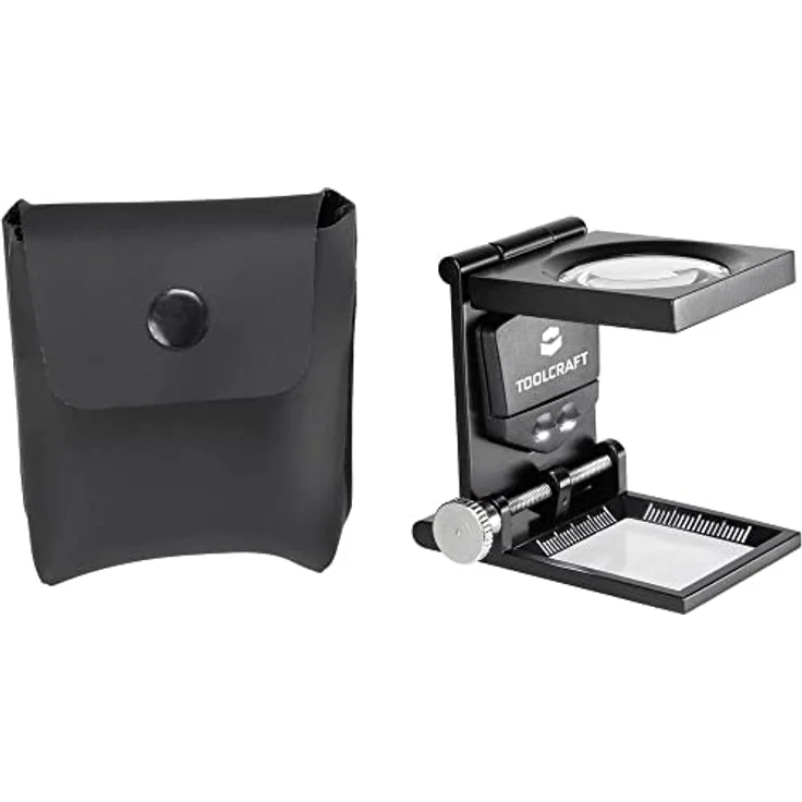 Toolcraft Fadenzähler 1511639, 6-fache Vergrößerung, 28 mm Linse, mit 2 LEDs und Aufbewahrungstasche – Bild 1