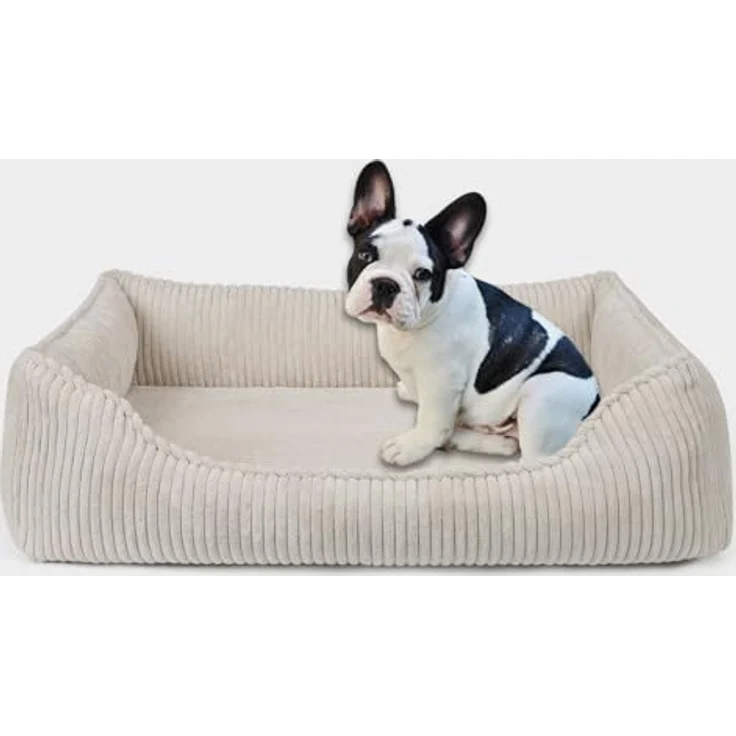 PAW WOW Anton Hundebett | Orthopädisches Hundebett mit Memory Foam | Beige, 80x60cm – Bild 1