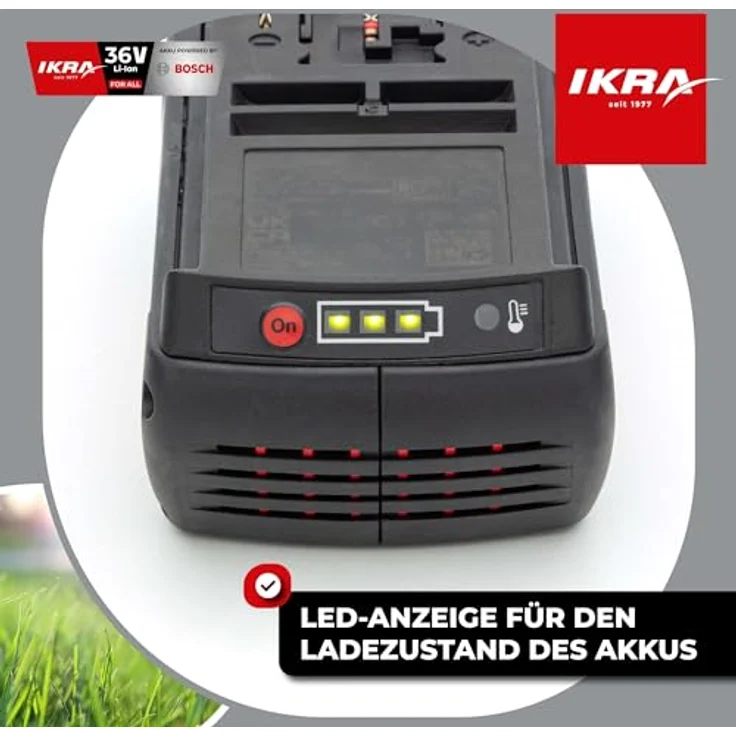 IKRA BOSCH 36 V Li-Ion Akku 2,0 Ah, kompatibel mit allen 36V BOSCH Geräten, mit LED-Ladezustandsanzeige und COOLPACK-Technologie – Bild 4