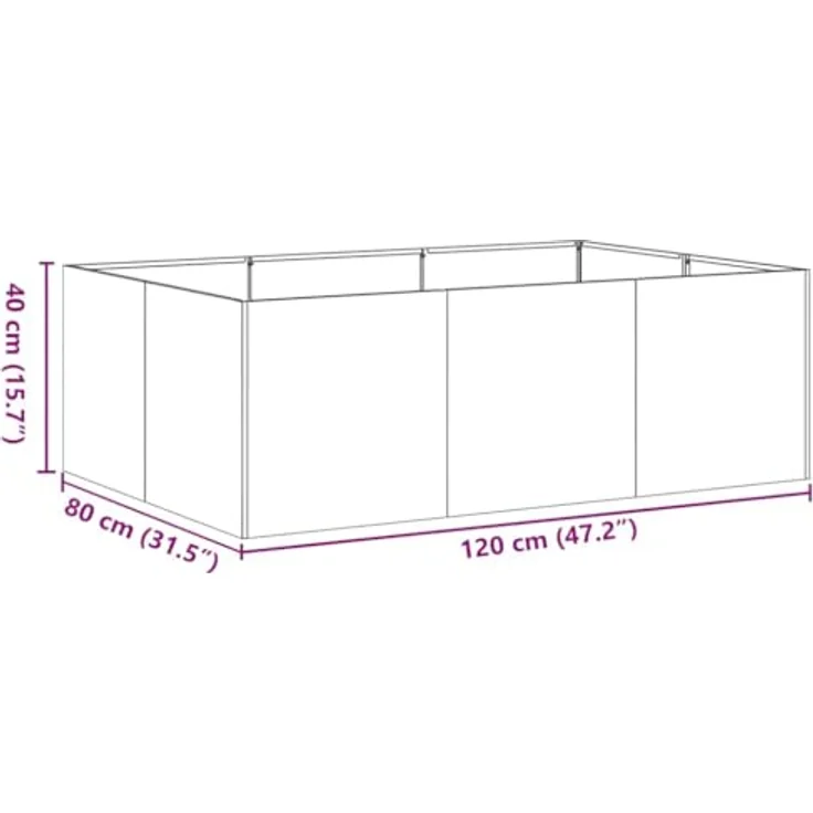 vidaXL Pflanzkübel 120x80x40 cm Edelstahl, Hochbeet mit viel Platz für Pflanzen, rostbeständig – Bild 3