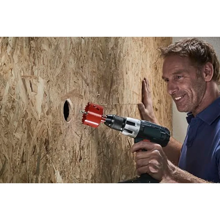 Wolfcraft Bi-Metall 5474000 I Ø 68 mm I Schnitttiefe 40 mm I Sechskant-Schaft I für Holz, Sperrholz, Buntmetalle, Kunststoffe und Gipskartonplatten I für den Heim-und Handwerker Lochsäge, rot - Preisvergleich – Bild 6