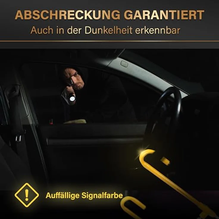 Heldenwerk Lenkradkralle Diebstahlsicherung Lenkradsperre Auto universal gelb 	Maße: 63x12x5cm	Farbe: gelb	Material: gehärteter Stahl – Bild 5