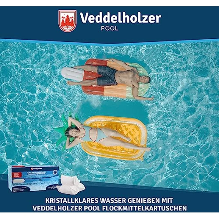 Veddelholzer Flockmittel für Pools, 1 kg Flockungsmittel in Kartuschen (8 x 125g) für Sand- und Glasfilteranlagen, effektive Poolpflege für klares Wasser – Bild 7