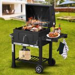 Strattore Holzkohlegrill / BBQ XL Grillwagen, schwarz, mit stufenlos verstellbarem Kohleeinsatz