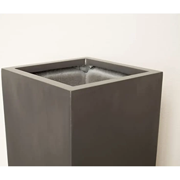 Elegant Einrichten Fiberglas Pflanzkübel Säule 30x30x60cm, Anthrazit-Metallic, UV-beständig und frostsicher – Bild 4