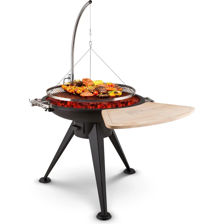 Delion Galgen-Schwenkgrill Feuerschale Ø80cm Hochfuß Seilzug Edelstahl Schwarz – Bild 8