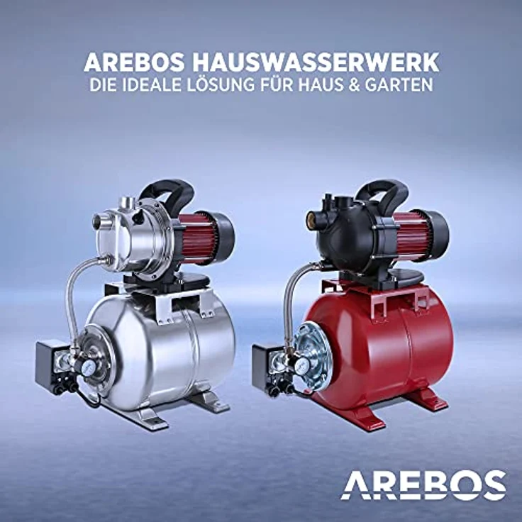 Canbolat Vertriebs GmbH Arebos Hauswasserwerk Gartenpumpe Wasserpumpe Pumpe 1000W Menge 3500 l-h 44Meter - Rot – Bild 6