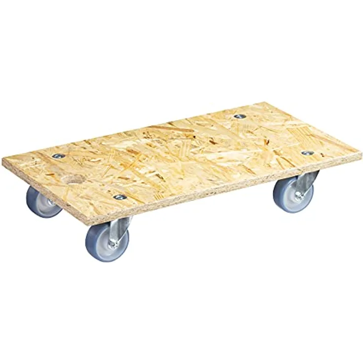 Transporthilfe MM 1173 , 57,5 x 30 x 11 mm, softe Rollen Ø 75 mm, Rollenlager, OSB Platte, CO2-neutral, Tragkraft 250 kg