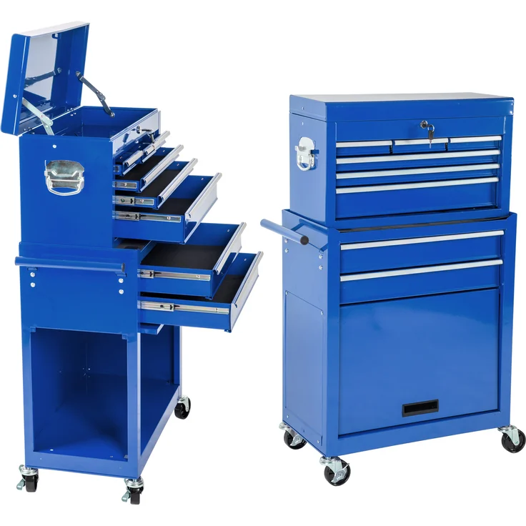 tectake Werkzeugwagen mit 8 Schubladen blau – Bild 4