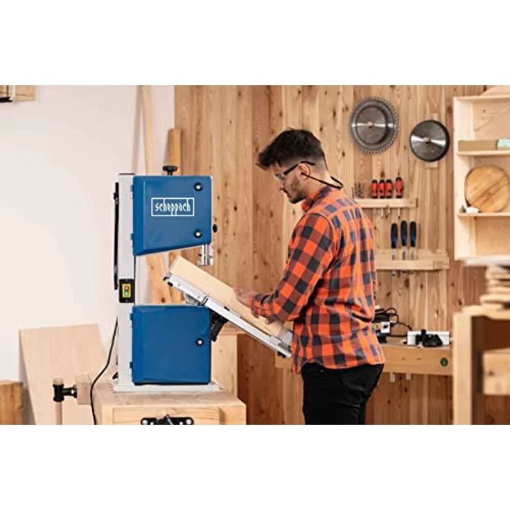 Scheppach Bandsäge HBS261 inkl. 2. Sägeband | Durchlasshöhe 120mm | 2 Schnittgeschwindigkeiten 660/960 m/min | Tischverstellung 0-45° | inkl. Querschneidlehre und Parallelanschlag – Bild 2