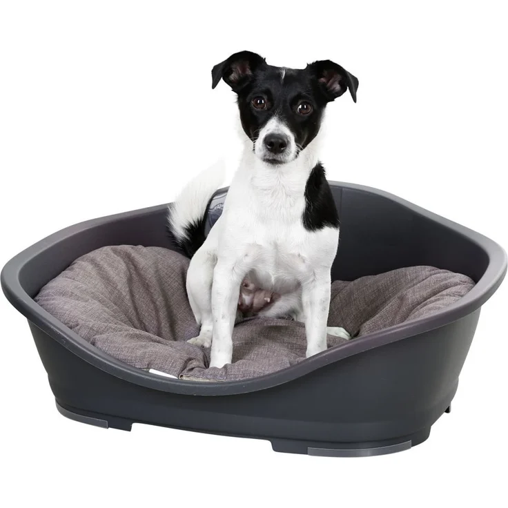 Kerbl Hunde Liegekissen Loneta LxBxH 72/52/8 cm, Hundebett Beige/Grau 80355 – Bild 2