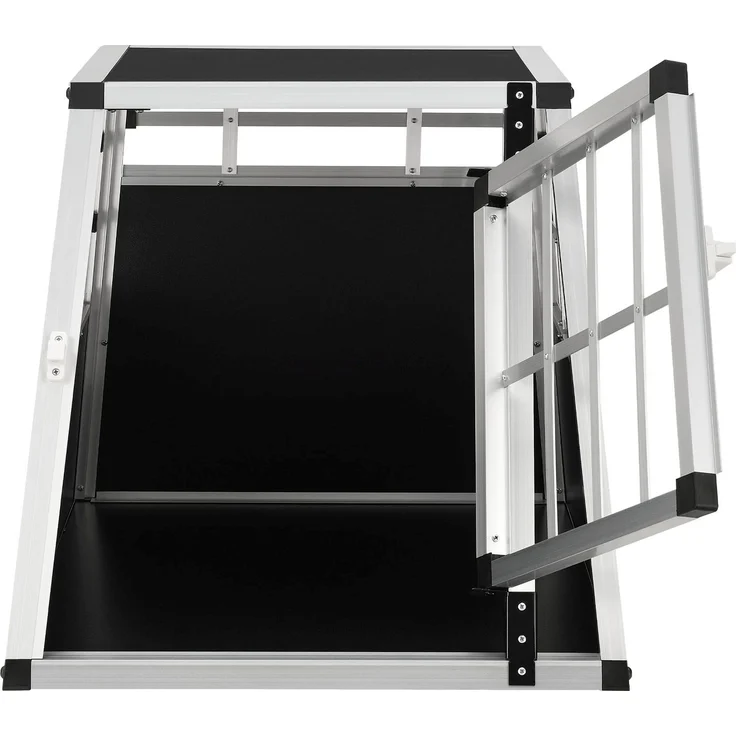 Juskys Alu Hundetransportbox M - 69×54×51 cm – Auto Hundebox robust & pflegeleicht, Gittertür verschließbar, Aluminium Transportbox für Hunde – Bild 9