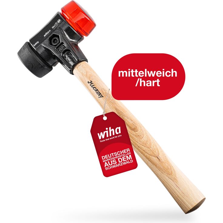 Wiha Schonhammer Safety mittelweich und hart (26613) I Gummihammer mit hochwertigem Hickory Holzstiel I Rund-Schlagkopf 50mm – Bild 10