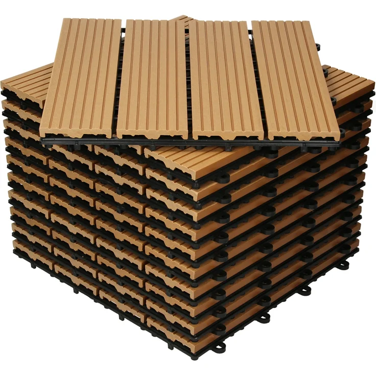 Terrassenfliesen 30x30 cm 11er Set für 1m² Teak aus WPC – Bild 1
