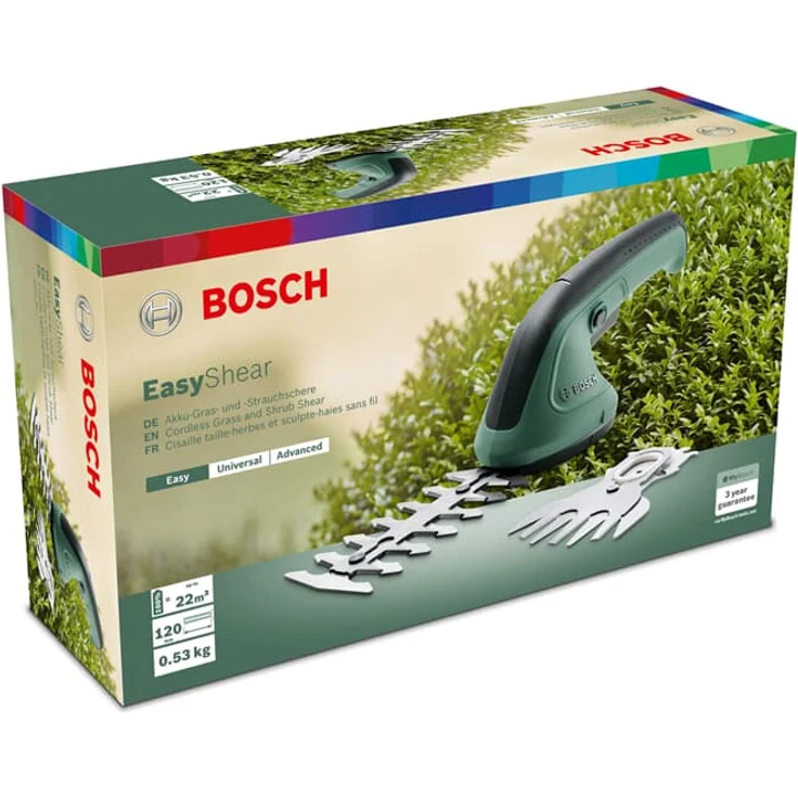 Bosch Home and Garden Gartenschere EasyShear 0600833300 integrierter 3,6 V Akku, 40 min Akkulaufzeit, Messerlänge 12 cm (Strauch) Messerbreite 8 cm (Gras), im Karton – Bild 2