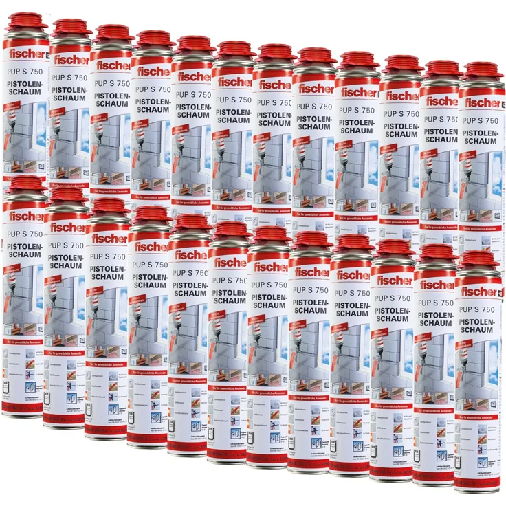 24x Fischer 1K Pistolenschaum-Montageschaum-Füllschaum-Dämmschaum PUP S 750ml B2