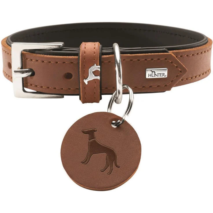 Hunter Hunde-Halsband Larvik cognac-schwarz S-M – Bild 1
