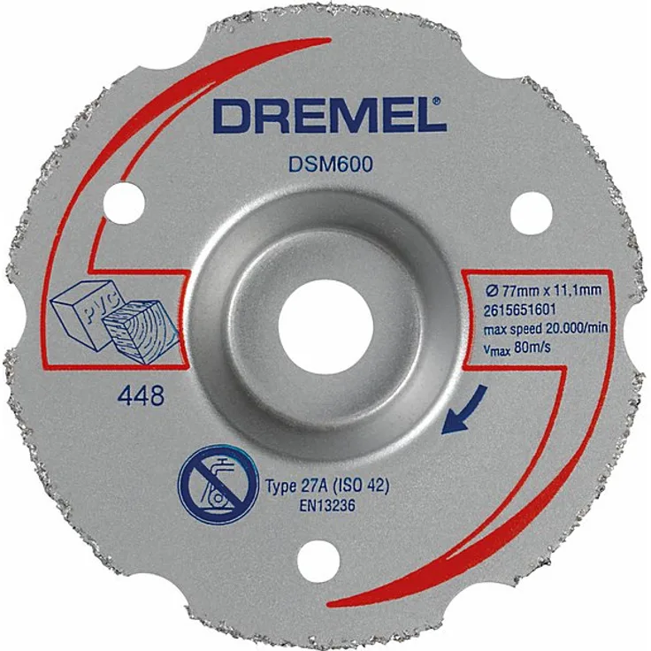 DREMEL DSM20 Mehrzweck-Karbidtrennscheibe zum Bündigschneiden DSM600 - 2615S600JB
