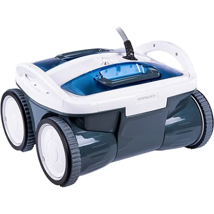 Mountfield Poolroboter Kristall Bodenreiniger für Pools bis 45 m², 12 m Kabellänge, 1,5 h Laufzeit, 2 Sammelbehälter, 18 bis 32°C, 9,5 kg