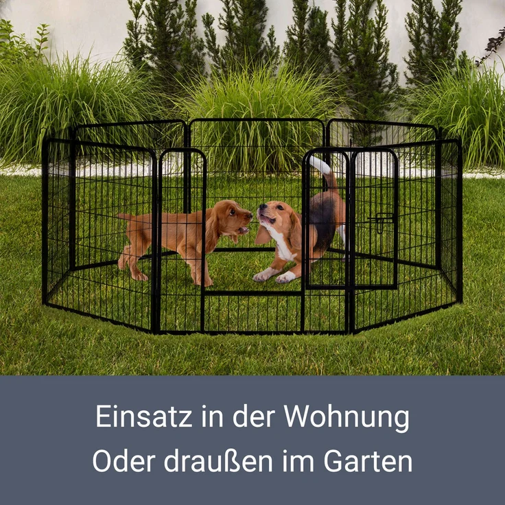 Juskys Welpenauslauf Plus 160 x 160 x 80 cm – Welpenlaufstall 8-teilig aus Metall – Freigehege mit Tür – Welpengitter für Hunde, Hasen & Kleintiere - Preisvergleich – Bild 3