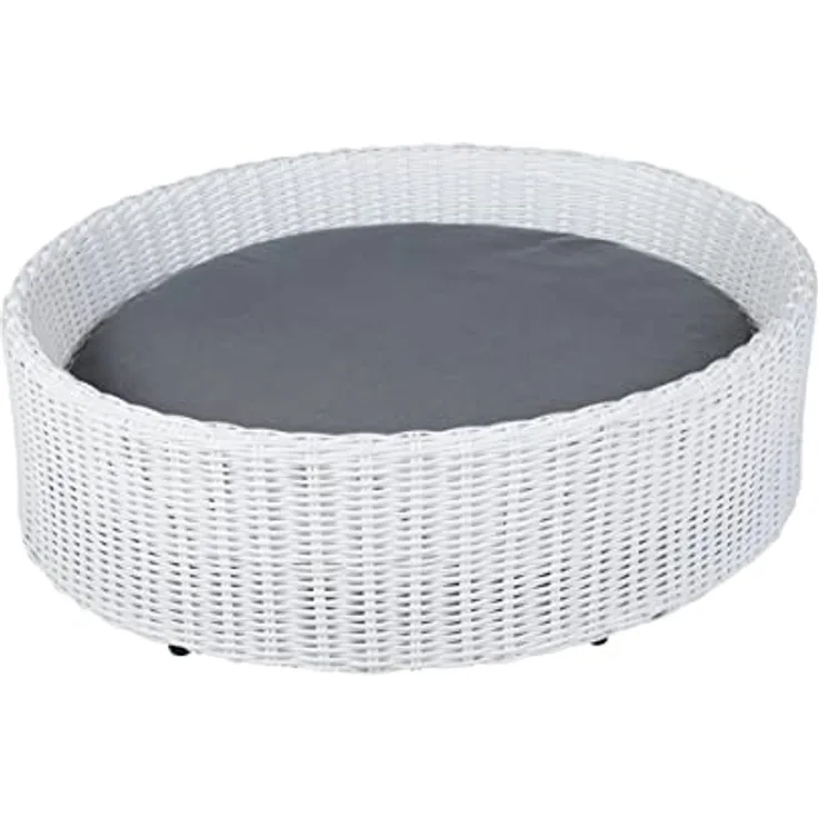 Greemotion Hunde-Sofa Größe M 85 x 25 x 75 cm, Hundebett mit 6 cm 100% Polyester-Kissen, Hundekorb, Hundeplatz, Indoor & Terrasse, weiß