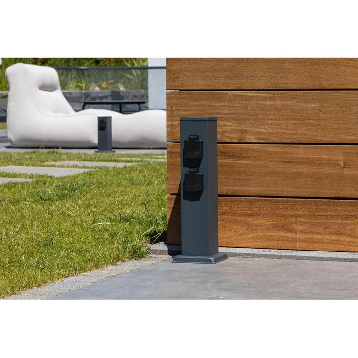 ChiliTec Steckdosensäule 4-fach, IP44, Anthrazit250V / 16A, 13x13x40cm – Bild 6