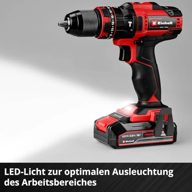 Einhell TE-CD 18/44 Li-i, Akku-Schlagbohrschrauber mit 44 Nm, 2-Gang Getriebe und 13 mm Schnellspannbohrfutter, inkl. 2,5 Ah Akku und Ladegerät – Bild 8