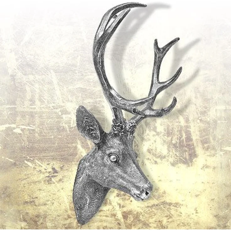 Hirschgeweih Silber Optik 10 Ender 40x30 cm Hirschkopf Wand Deko Jagd Geweih – Bild 4