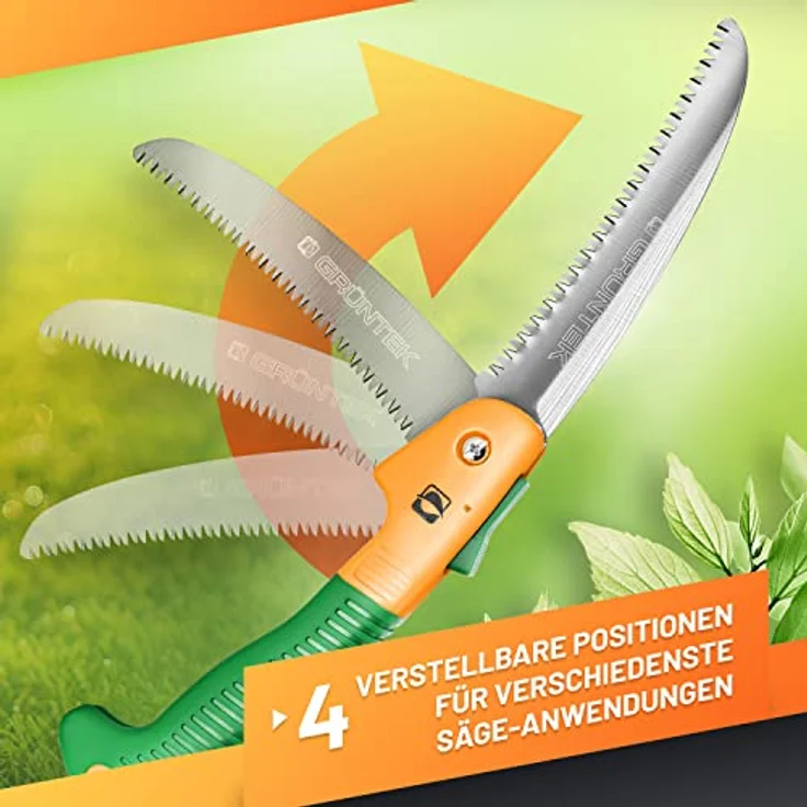 GRÜNTEK Klappsäge-Astsäge HAI Faltsäge 180 mm, gehärtete Zähne, 3D-Verzahnung, praktische Gartensäge, Soft-Touch-Griffe, handliche Säge, Handsäge, Taschensäge, Campingsäge sehr leicht 248 g – Bild 5