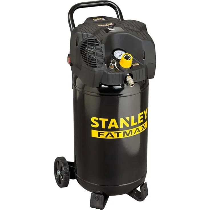 Stanley Dn 200/10/30V Luftkompressor, 1100 W, 10 bar, 30 L, schwarz-gelb, wartungsfrei, mit 2 Rädern