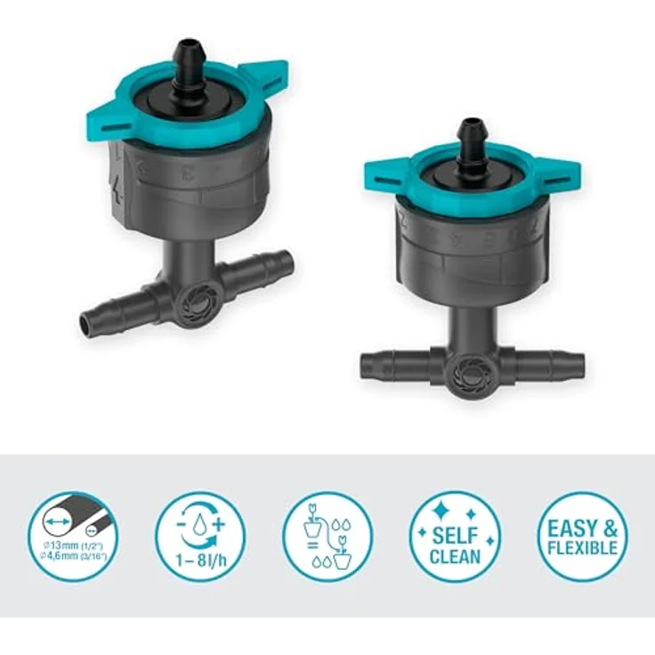 GARDENA Micro-Drip-System Regulierbarer Reihentropfer 1-8 l-h, druckregulierend - Inhalt: 5 Reihentropfer, 1 Verschlusskappe (13314-20) - Preisvergleich – Bild 2