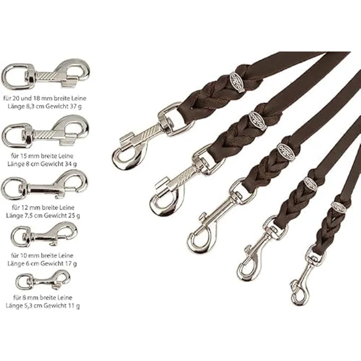 CopcoPet Hundeleine Cognac, geflochtene Fettlederleine aus Premium Rindsleder, ohne Handschlaufe, mit Chromkarabiner, 1m x 8mm, handgefertigt in Deutschland – Bild 4